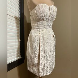 Max & Cleo Strapless White Textured Dress